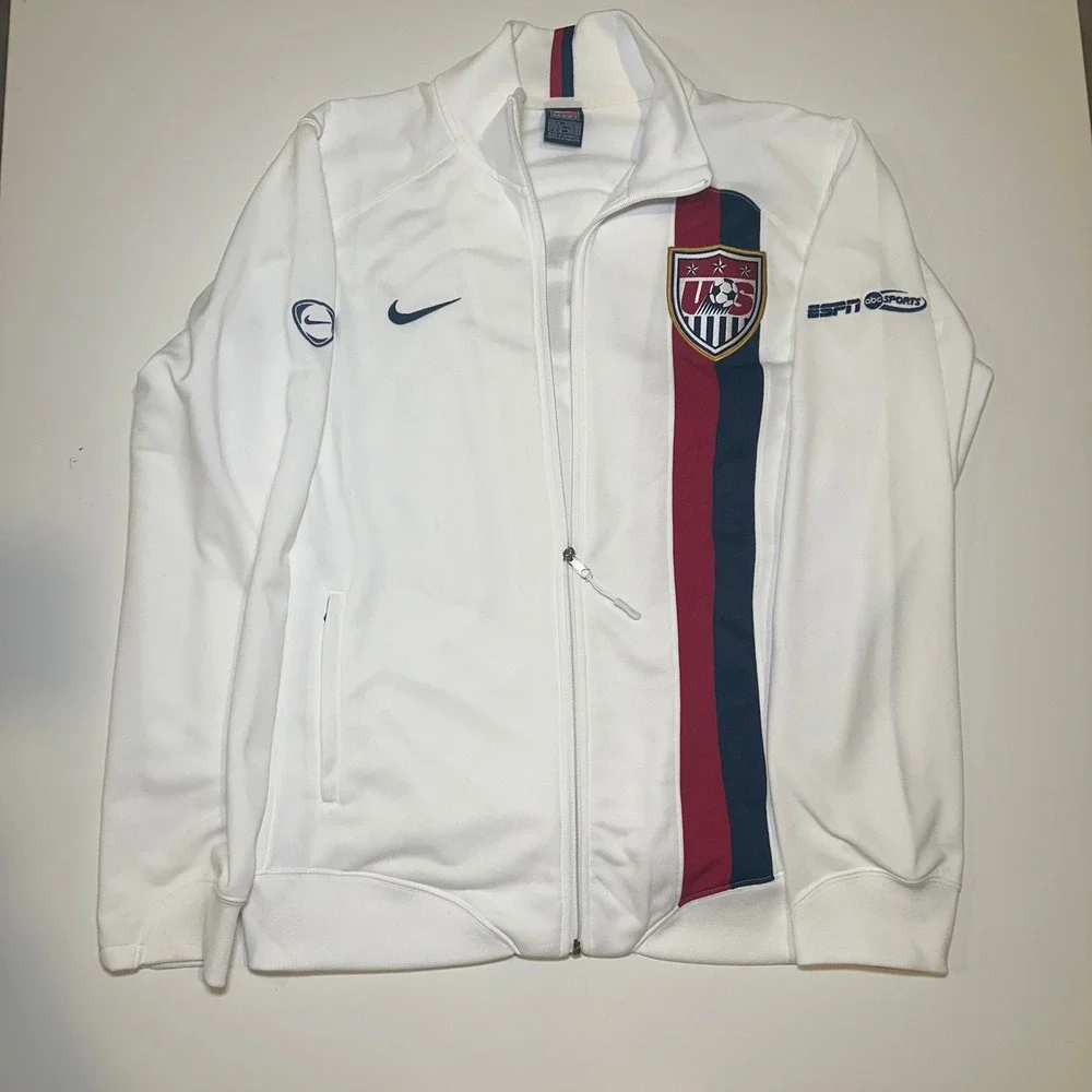 Y2K Nike USA Soccer Team Track Jacket XL‎ 06 ESPN Staff Issue White World Cup